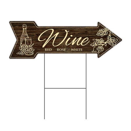 Signmission Wine Arrow Yard Sign Funny Home Decor 36in Wide C-ARROW12-DS-999545